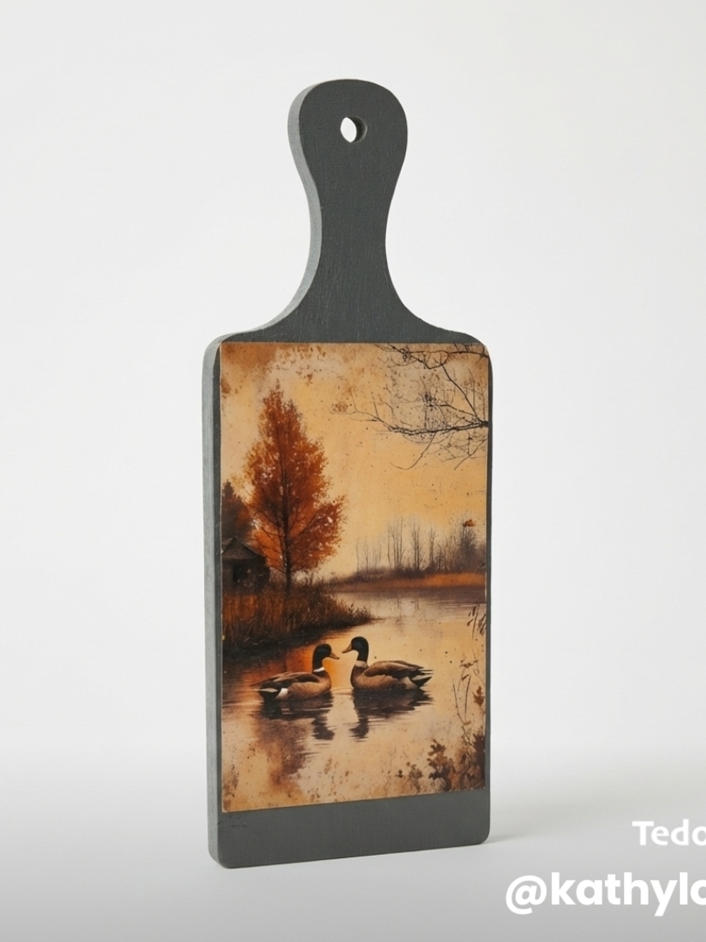Decorative Cutting Board Wall Art with Autumn Duck Scene